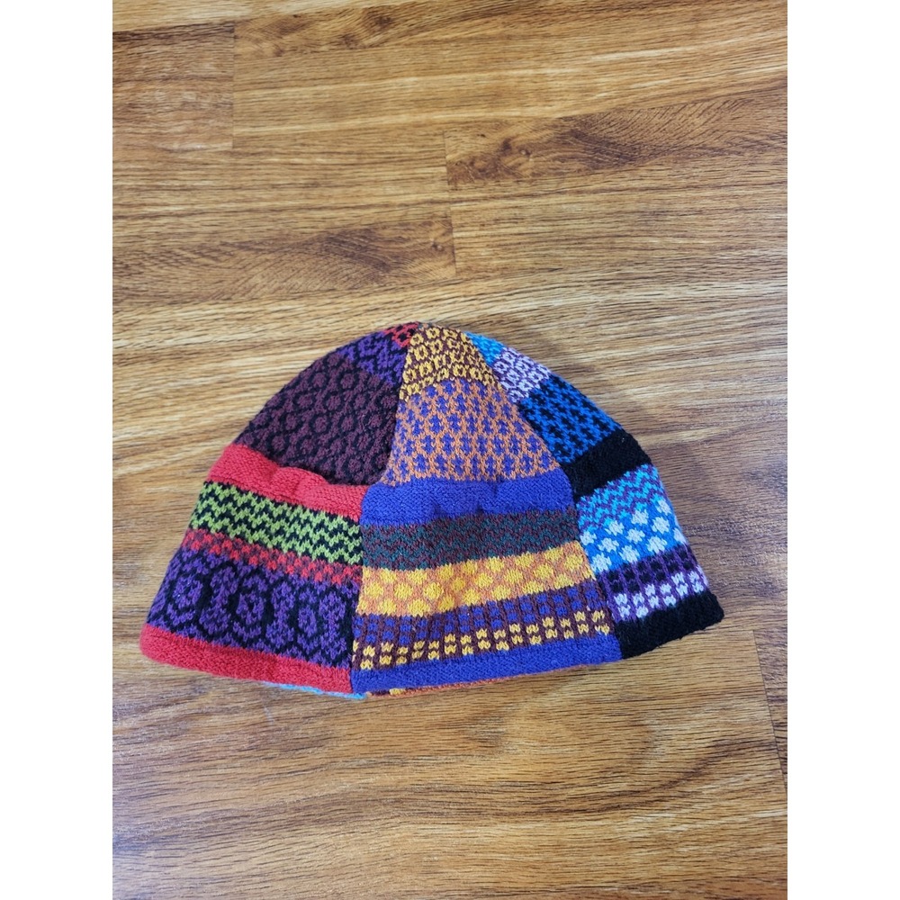Solmate Socks One Size Beanie Patchwork 100% Recyclable Yarn Hippie Boho USA